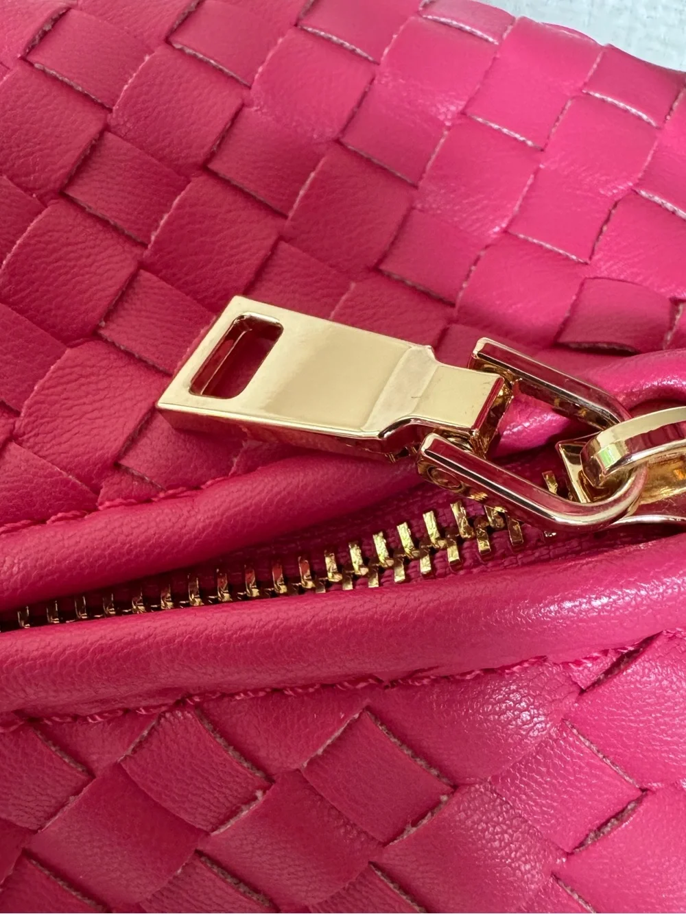 Melie Bianco Brigitte Woven Vegan Leather Hobo Bag Hot Pink